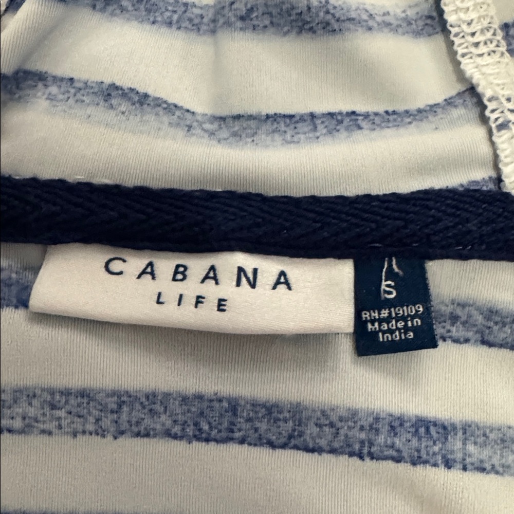 Navy Stripe Hooded Cover Up with Tassels SPF - Picture 7 of 7